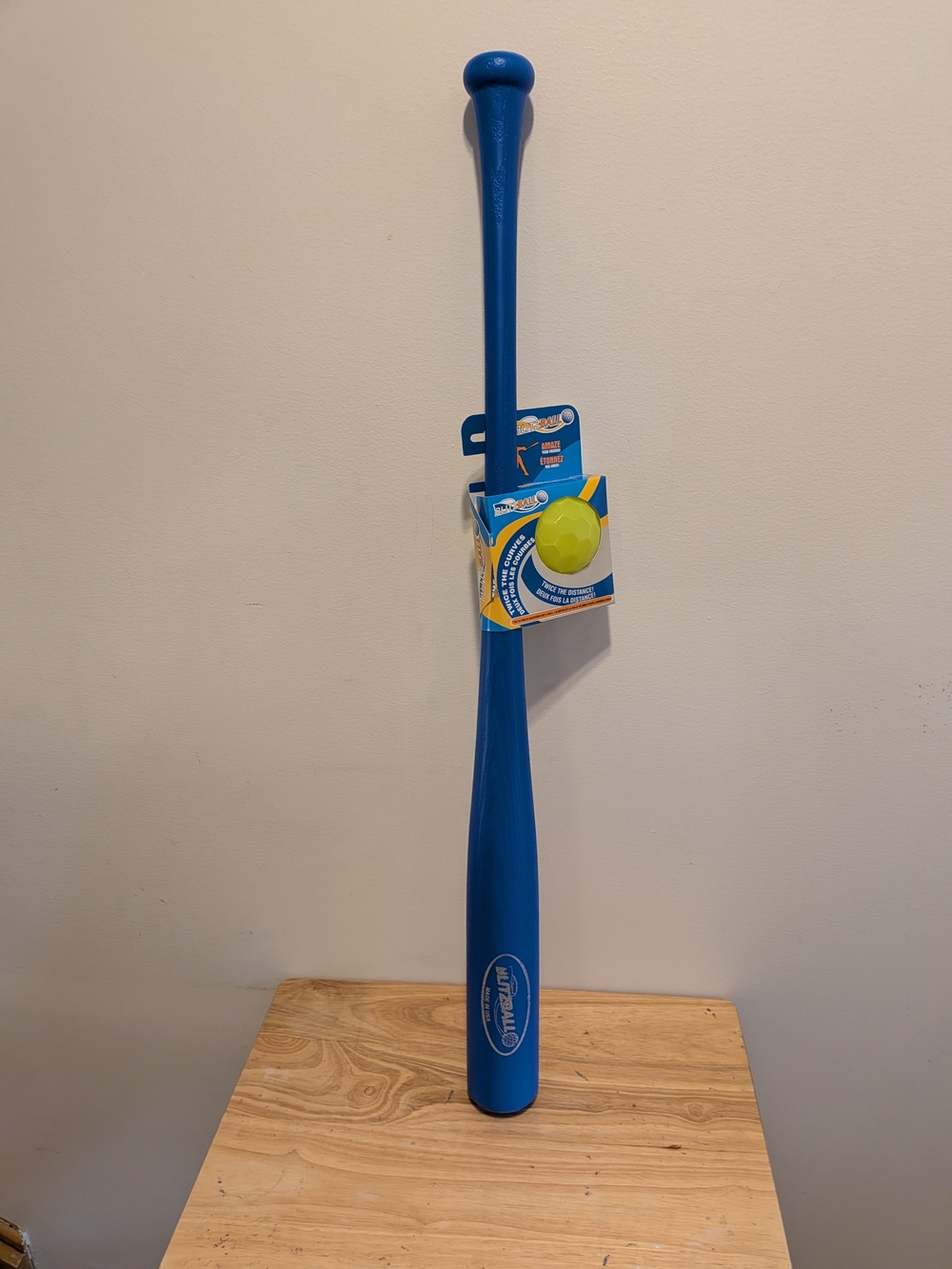 Blue Plastic Kids Baseball Bat with Yellow Ball by Franklin